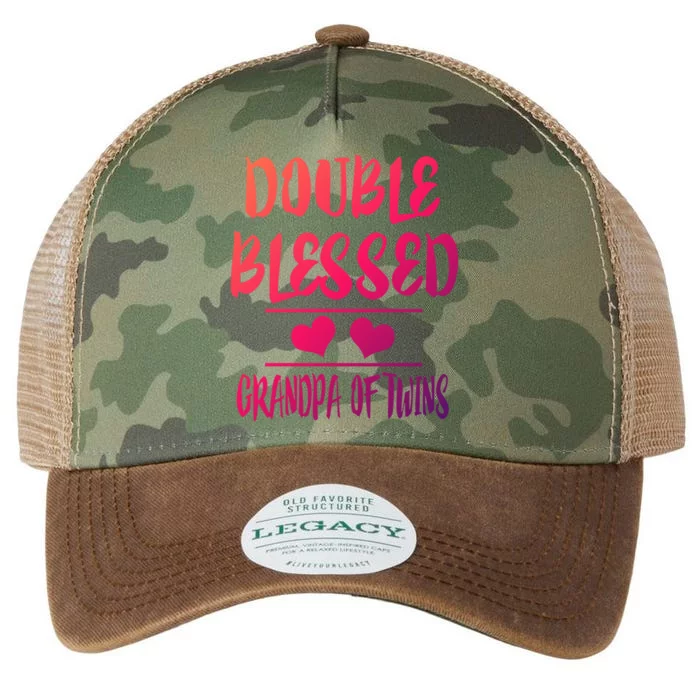 Double Blessed Grandpa Of Twins Grandfather Gift Legacy Tie Dye Trucker Hat