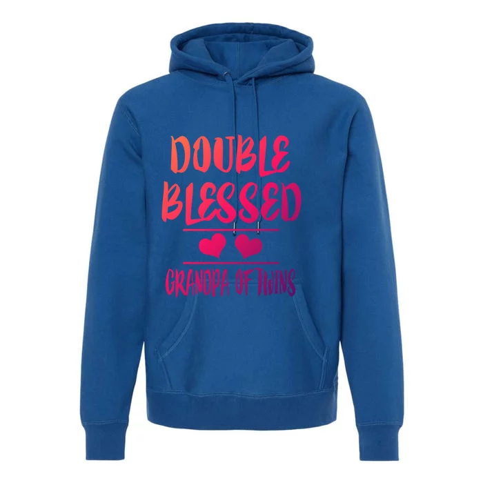 Double Blessed Grandpa Of Twins Grandfather Gift Premium Hoodie