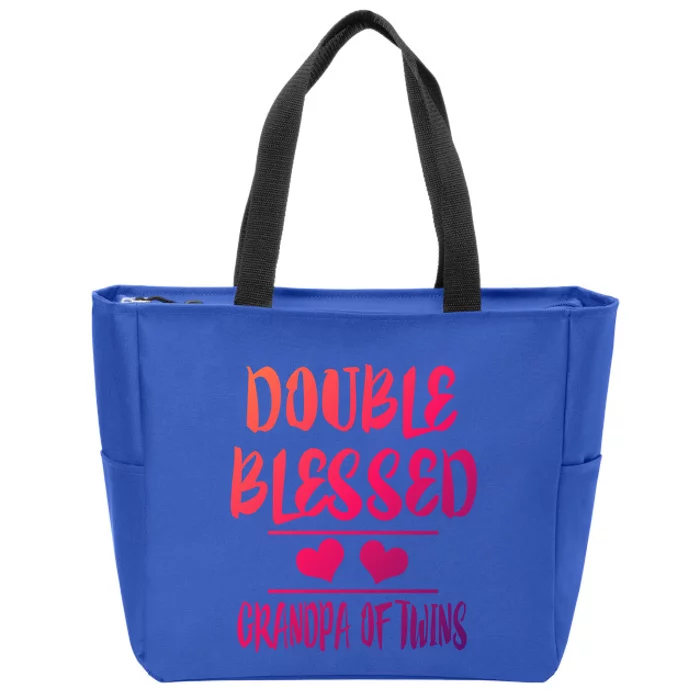 Double Blessed Grandpa Of Twins Grandfather Gift Zip Tote Bag