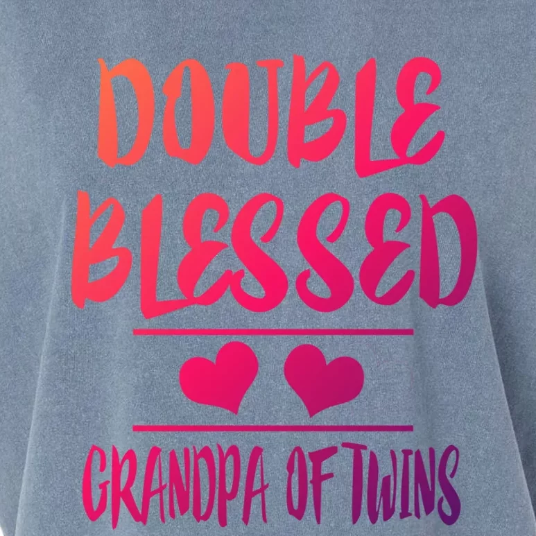 Double Blessed Grandpa Of Twins Grandfather Gift Garment-Dyed Women's Muscle Tee