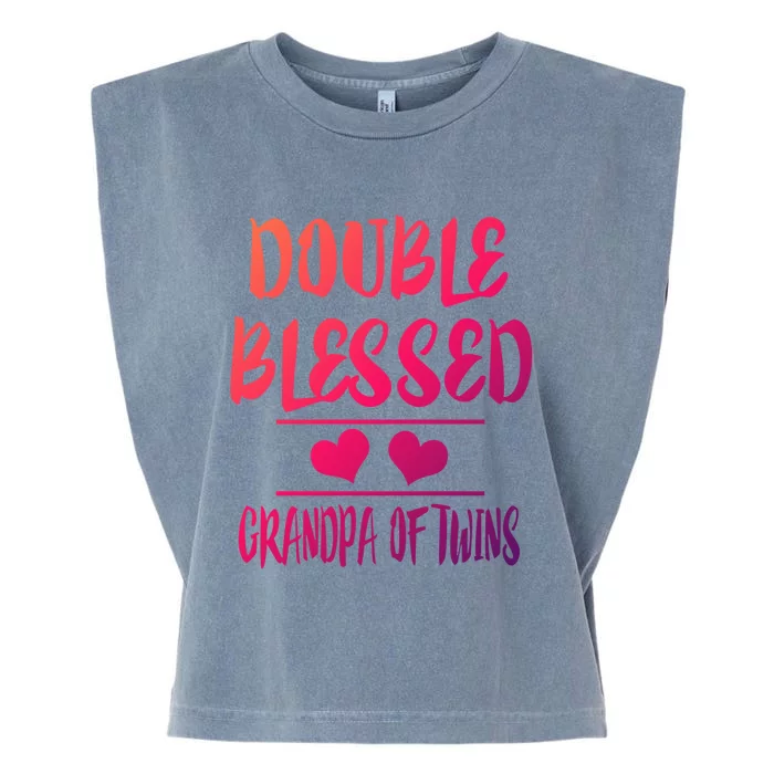 Double Blessed Grandpa Of Twins Grandfather Gift Garment-Dyed Women's Muscle Tee