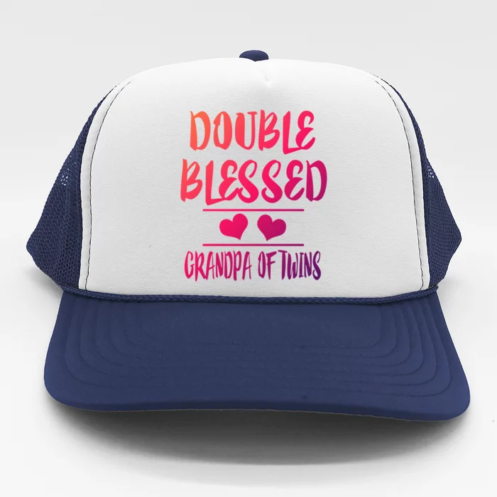 Double Blessed Grandpa Of Twins Grandfather Gift Trucker Hat