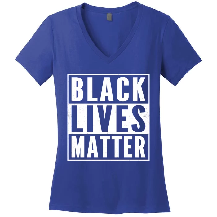 Distressed Blm Gift Black Lives Matter Zipper Vintage Blm Gift Women's V-Neck T-Shirt