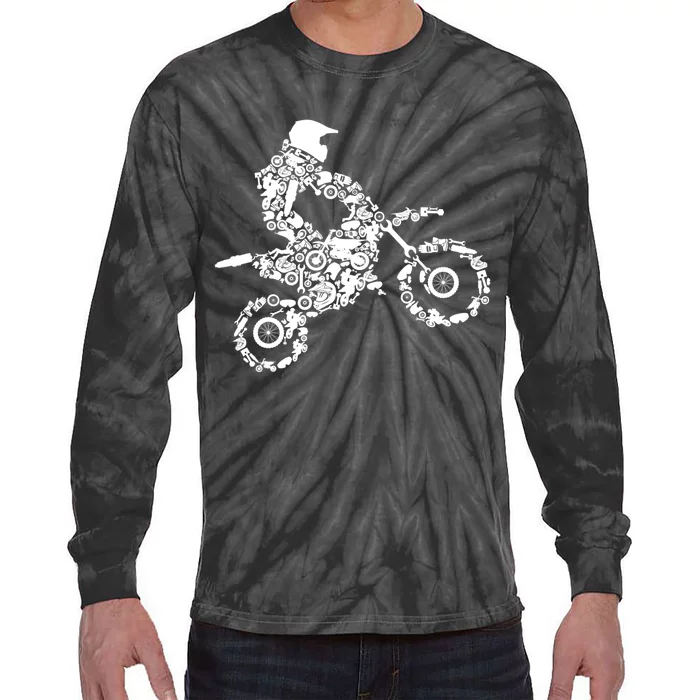 Dirt Bike Gift For Rider Motocross Enduro Dirt Biking Gift Tie-Dye Long Sleeve Shirt