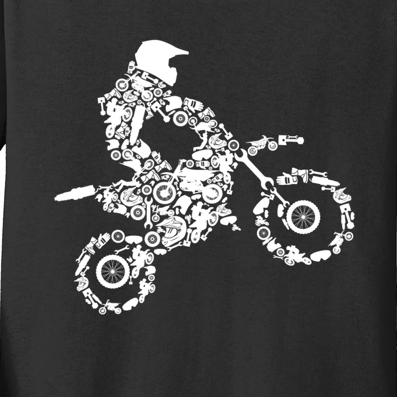 Dirt Bike Gift For Rider Motocross Enduro Dirt Biking Gift Kids Long Sleeve Shirt