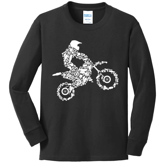 Dirt Bike Gift For Rider Motocross Enduro Dirt Biking Gift Kids Long Sleeve Shirt