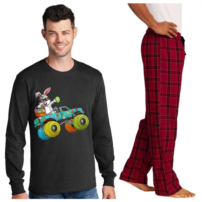 Dabbing Bunny Happy Easter Monster Truck Lovers Long Sleeve Pajama Set