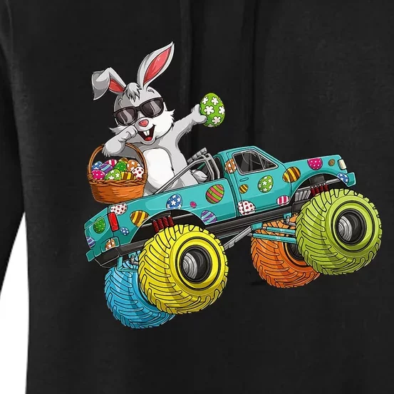 Dabbing Bunny Happy Easter Monster Truck Lovers Women's Pullover Hoodie