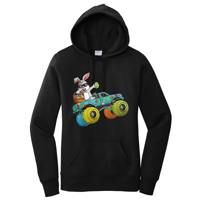 Dabbing Bunny Happy Easter Monster Truck Lovers Women's Pullover Hoodie