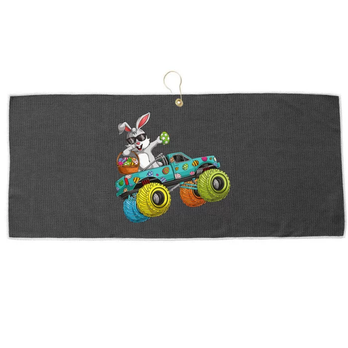 Dabbing Bunny Happy Easter Monster Truck Lovers Large Microfiber Waffle Golf Towel