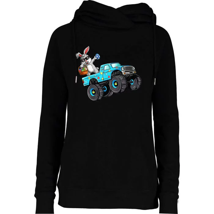 Dabbing Bunny Happy Easter Monster Truck Lovers Womens Funnel Neck Pullover Hood