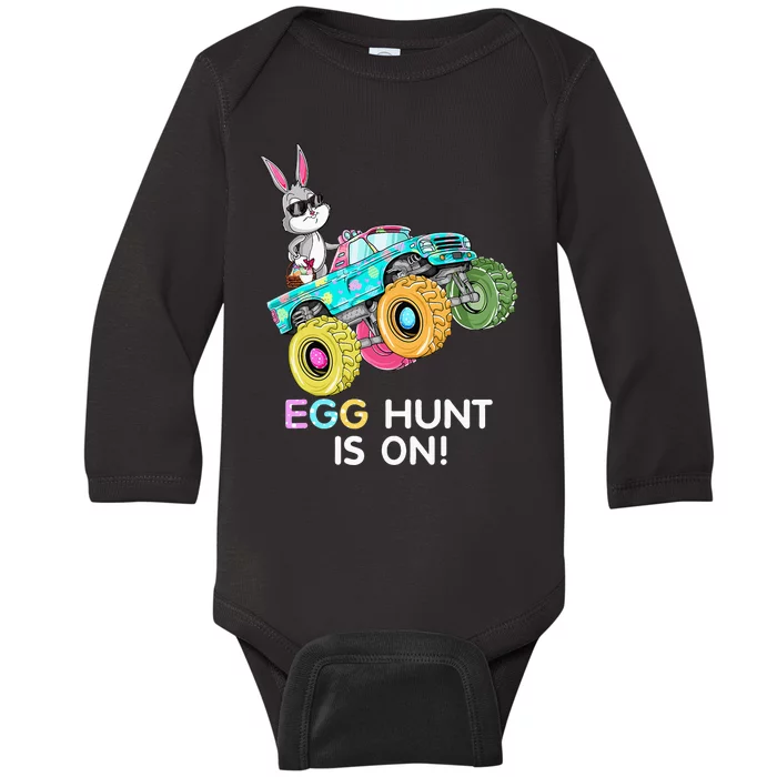 Dabbing Bunny Happy Easter Monster Truck Lovers Baby Long Sleeve Bodysuit