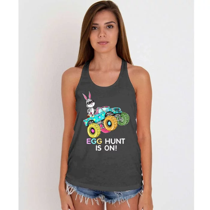 Dabbing Bunny Happy Easter Monster Truck Lovers Women's Knotted Racerback Tank