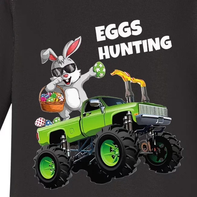 Dabbing Bunny Happy Easter Monster Truck Lovers Eggs Hunting Baby Long Sleeve Bodysuit