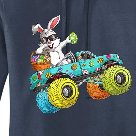 Dabbing Bunny Happy Easter Monster Truck Lovers Gift Women's Pullover Hoodie