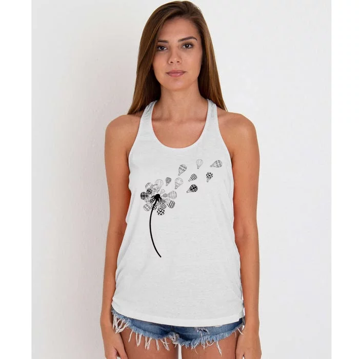 Dandelion Ballooning Hot Air Balloon Pilot Balloonist Women's Knotted Racerback Tank