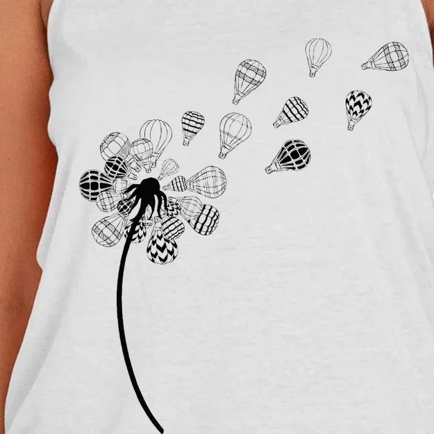 Dandelion Ballooning Hot Air Balloon Pilot Balloonist Women's Knotted Racerback Tank