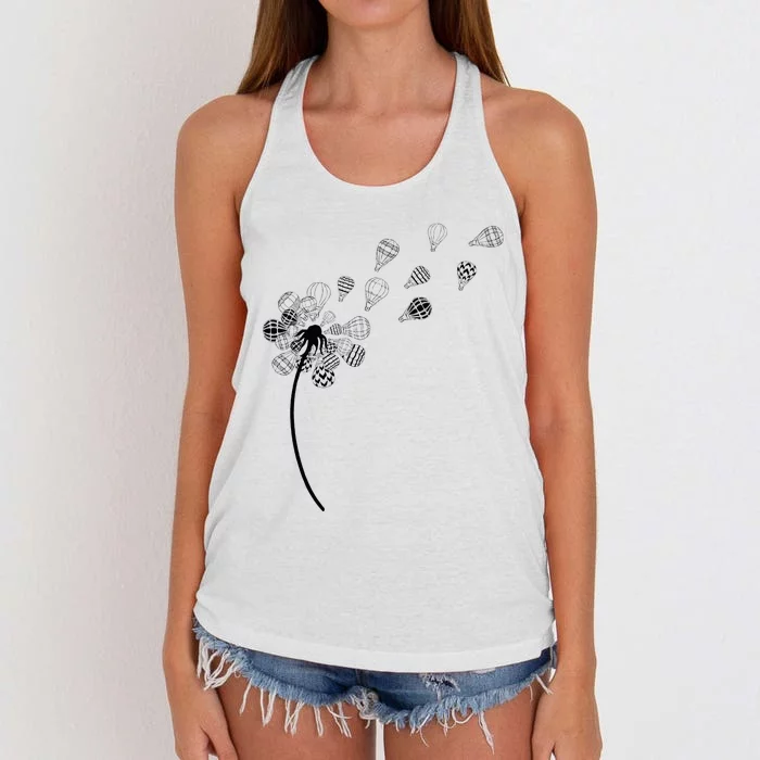 Dandelion Ballooning Hot Air Balloon Pilot Balloonist Women's Knotted Racerback Tank