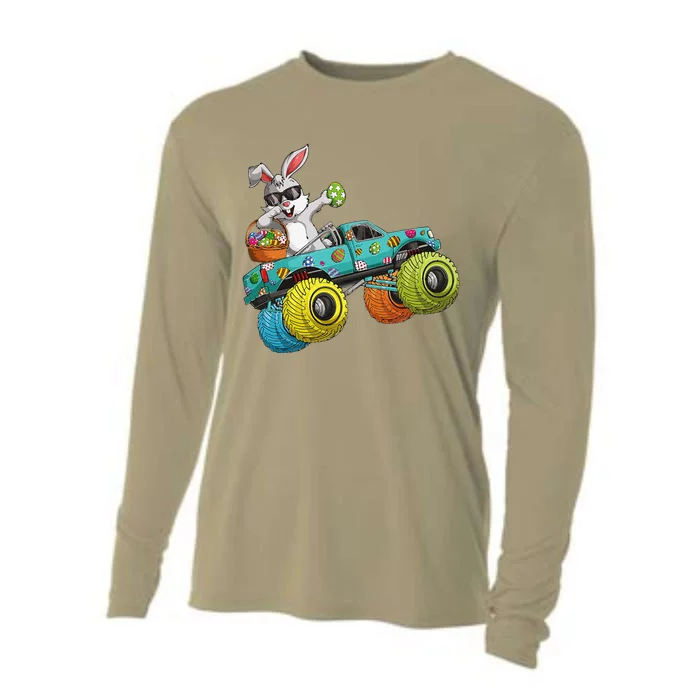 Dabbing Bunny Happy Easter Monster Truck Lovers Cooling Performance Long Sleeve Crew