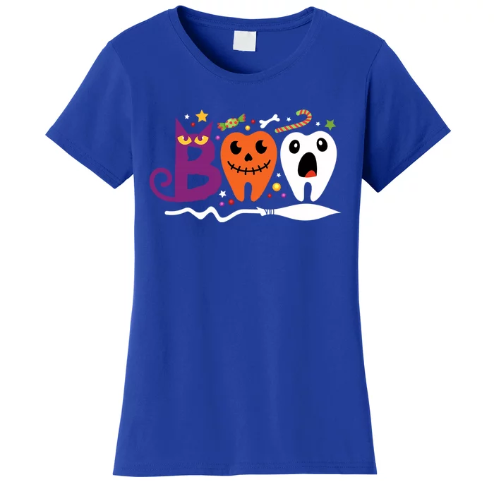 Dentist Boo Halloween Spooky Dental Assistant Orthodontics Gift Women's T-Shirt