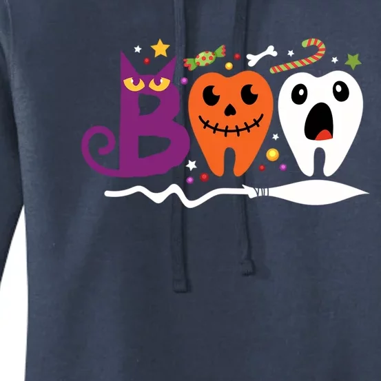 Dentist Boo Halloween Spooky Dental Assistant Orthodontics Gift Women's Pullover Hoodie