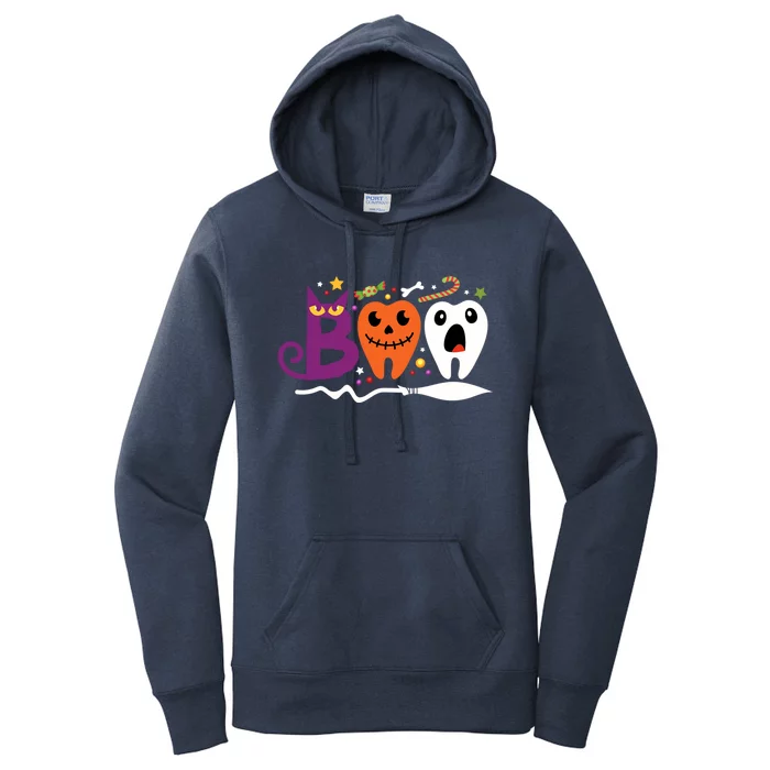 Dentist Boo Halloween Spooky Dental Assistant Orthodontics Gift Women's Pullover Hoodie