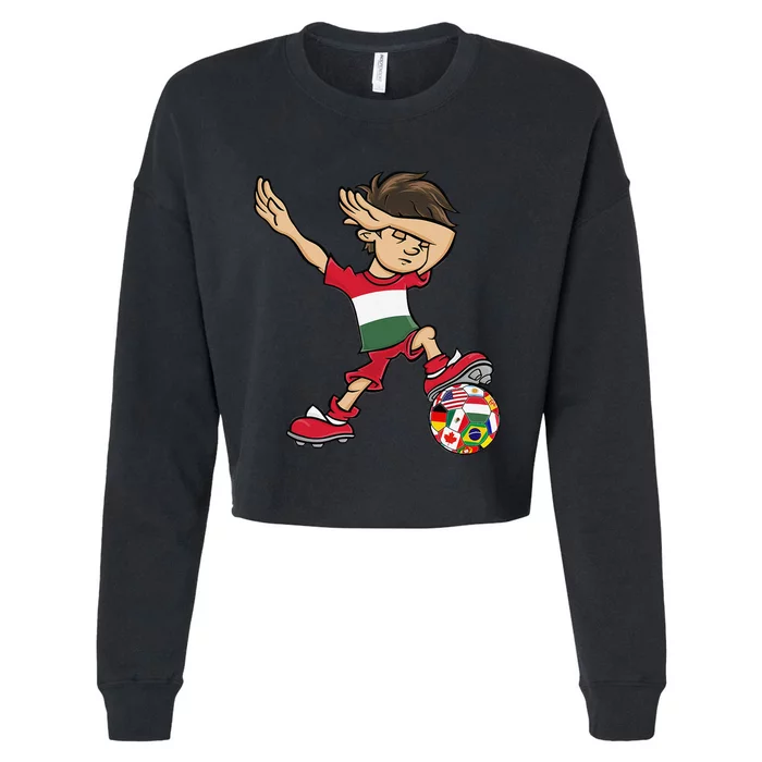 Dabbing Boy Hungary Flag Hungarian Culture Cropped Pullover Crew