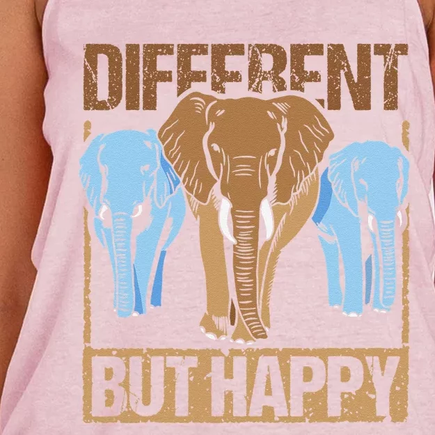 Different But Happy Design Autism Awareness And Autism Women's Knotted Racerback Tank