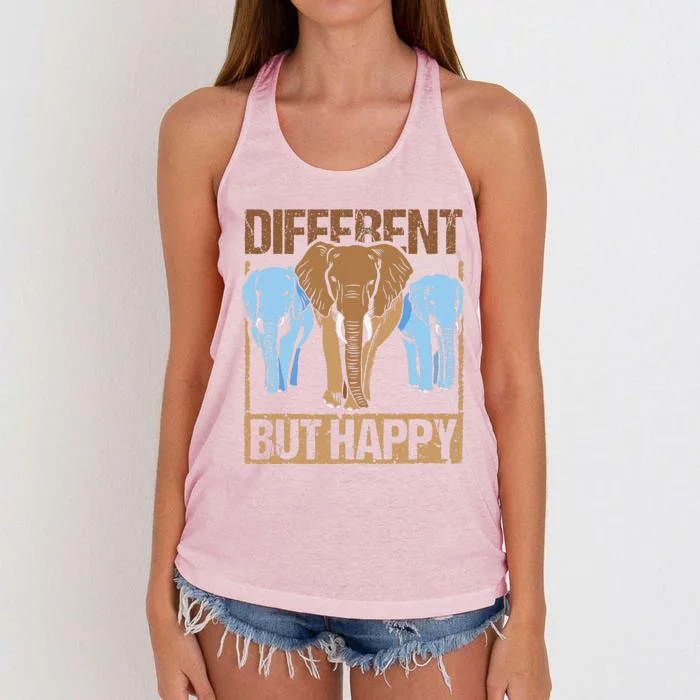 Different But Happy Design Autism Awareness And Autism Women's Knotted Racerback Tank