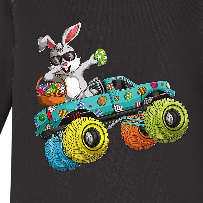 Dabbing Bunny Happy Easter Monster Truck Lovers Baby Long Sleeve Bodysuit