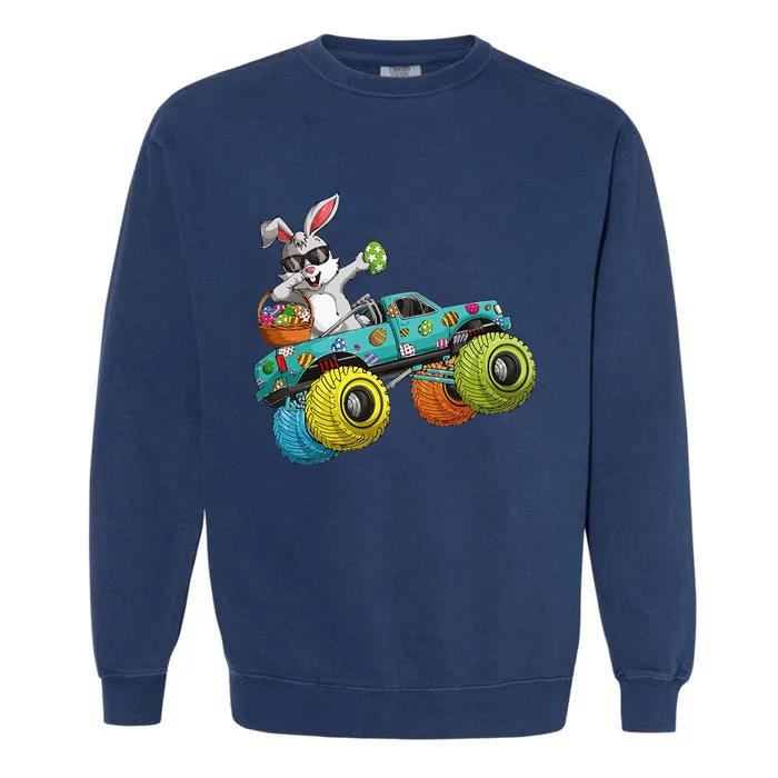 Dabbing Bunny Happy Easter Monster Truck Lovers Garment-Dyed Sweatshirt