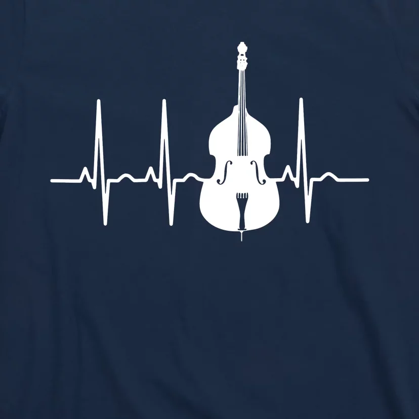 Double Bass Heartbeat Funny Jazz Instruments Music T-Shirt