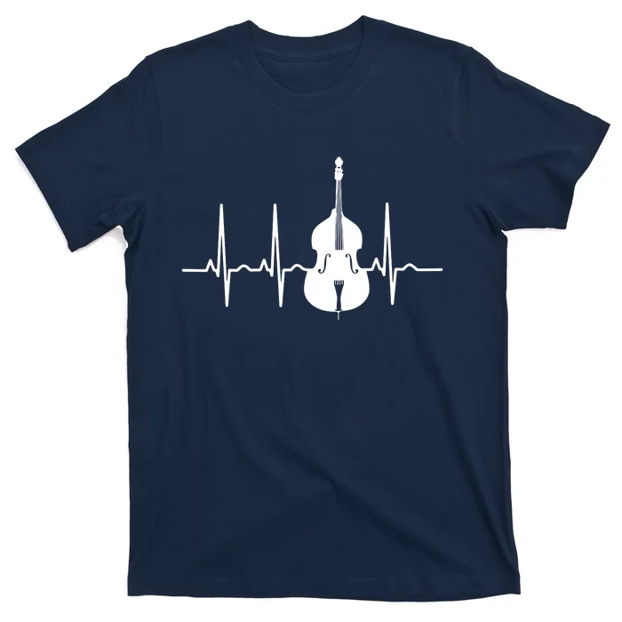 Double Bass Heartbeat Funny Jazz Instruments Music T-Shirt