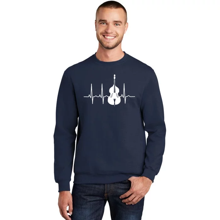 Double Bass Heartbeat Funny Jazz Instruments Music Tall Sweatshirt