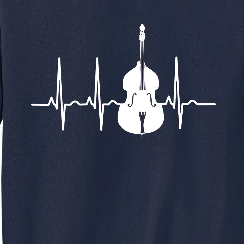 Double Bass Heartbeat Funny Jazz Instruments Music Tall Sweatshirt