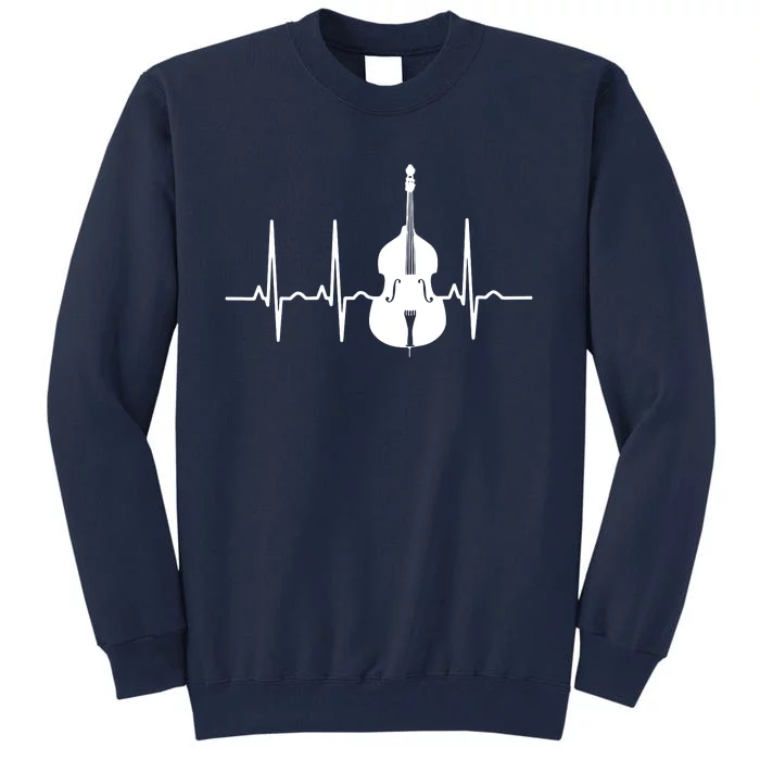 Double Bass Heartbeat Funny Jazz Instruments Music Tall Sweatshirt