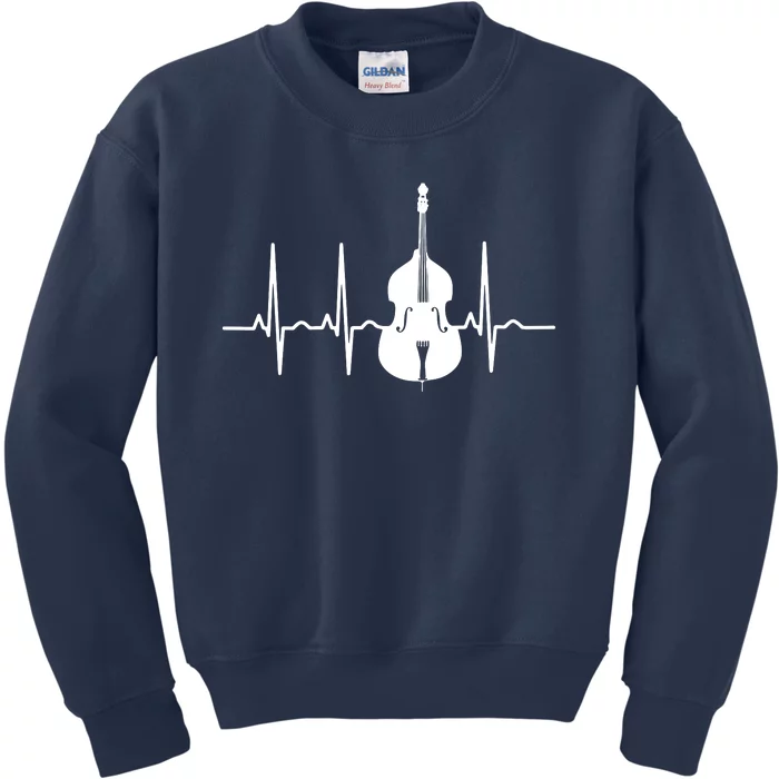 Double Bass Heartbeat Funny Jazz Instruments Music Kids Sweatshirt