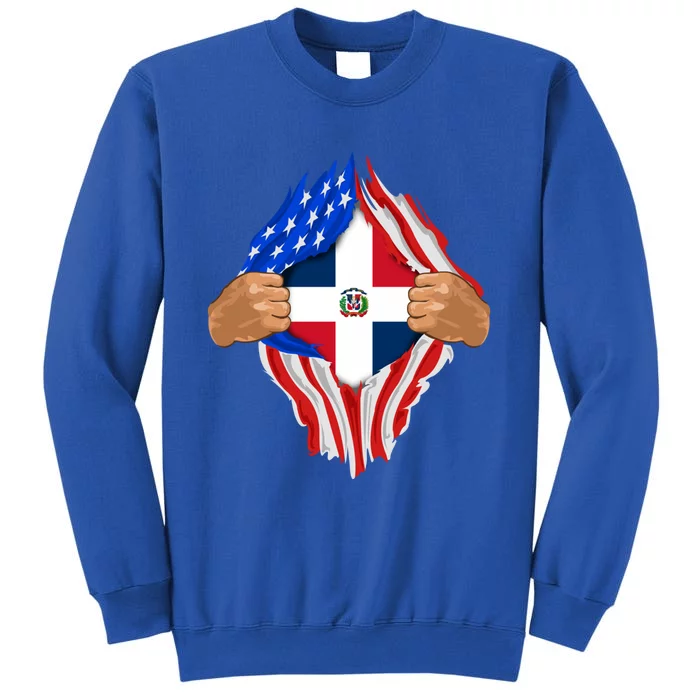 Dominican Blood Inside Me Dominican Republic Flag Gift Meaningful Gift Tall Sweatshirt