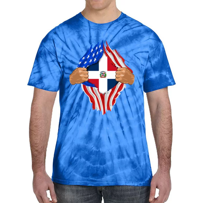 Dominican Blood Inside Me Dominican Republic Flag Gift Meaningful Gift Tie-Dye T-Shirt