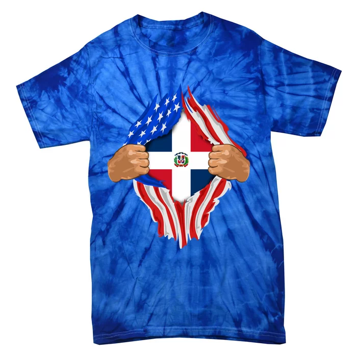 Dominican Blood Inside Me Dominican Republic Flag Gift Meaningful Gift Tie-Dye T-Shirt