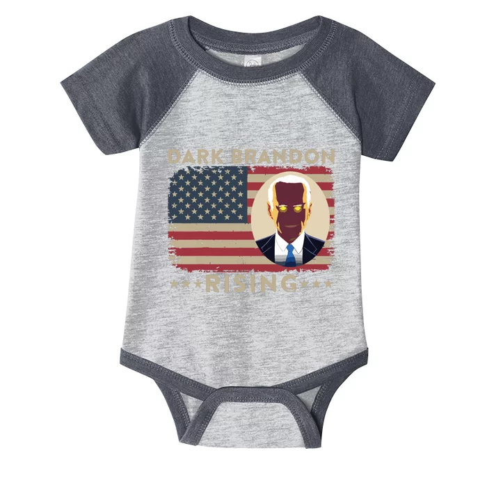 Dark Brandon Is Rising Dark Brandon Rises Pro Biden Usa Flag Infant Baby Jersey Bodysuit