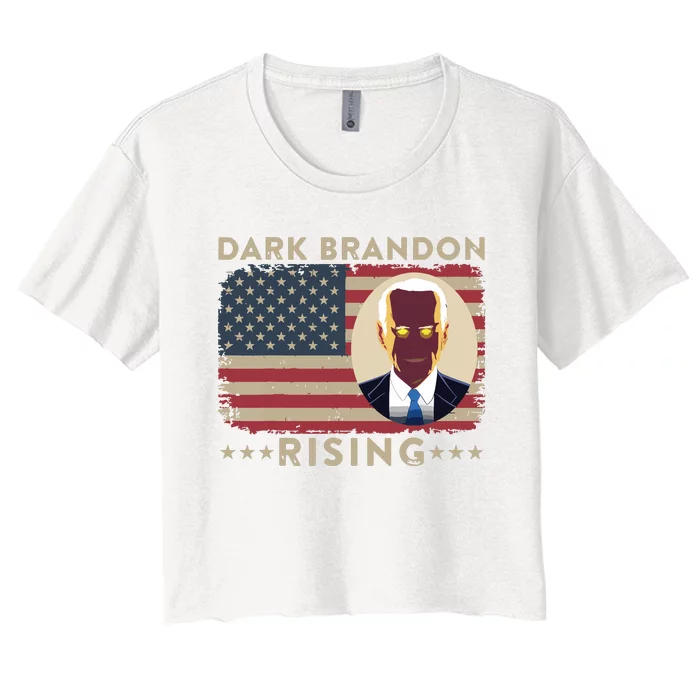 Dark Brandon Is Rising Dark Brandon Rises Pro Biden Usa Flag Women's Crop Top Tee