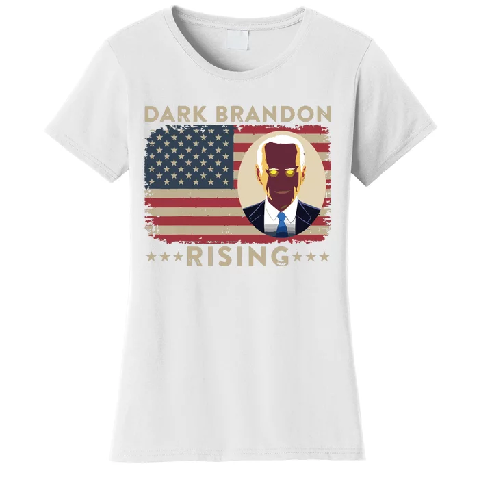 Dark Brandon Is Rising Dark Brandon Rises Pro Biden Usa Flag Women's T-Shirt