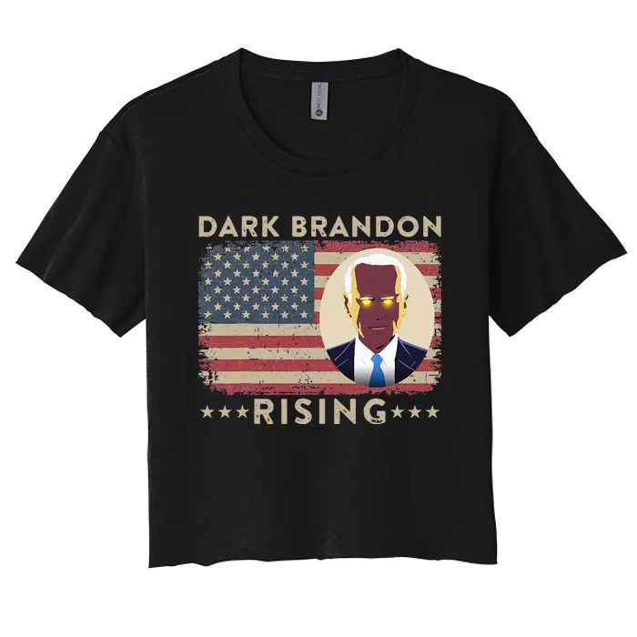 Dark Brandon is Rising Dark Brandon Rises Pro Biden USA Flag Women's Crop Top Tee