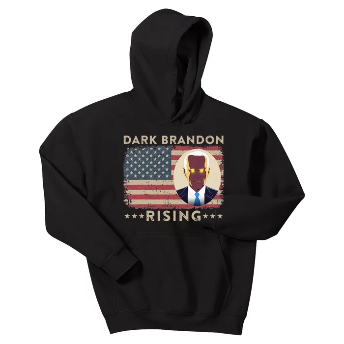 Dark Brandon is Rising Dark Brandon Rises Pro Biden USA Flag Kids Hoodie