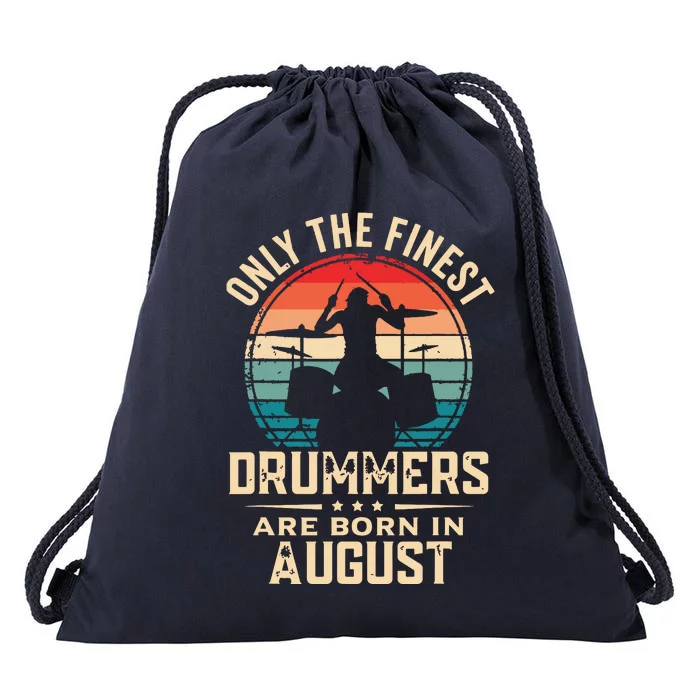 Drummers Born In August Vintage Birthday Drummer Drawstring Bag