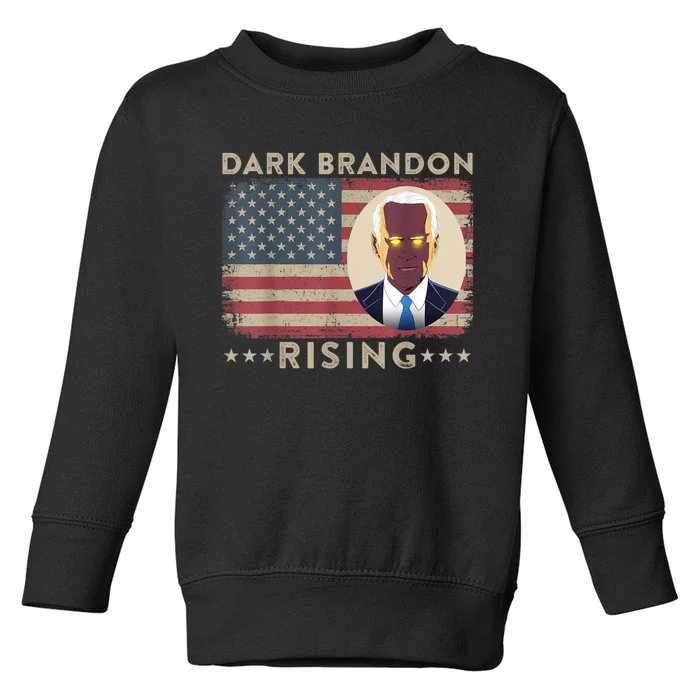 Dark Brandon Is Rising Dark Brandon Rises Pro Biden USA Flag Toddler Sweatshirt