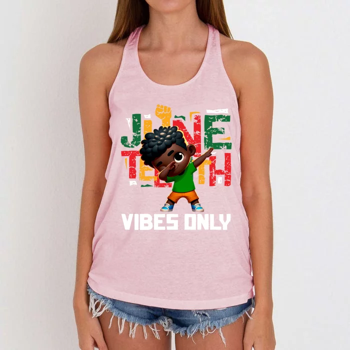 Dabbing Black King Junenth Black Freedom 1865 Afro Gift Women's Knotted Racerback Tank