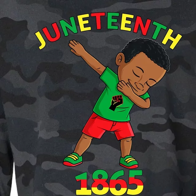 Dabbing Black King Juneteenth Melanin Brown Skin Boy Dab Cropped Pullover Crew