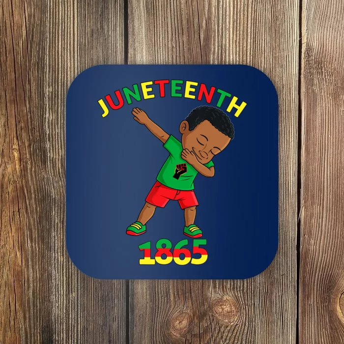 Dabbing Black King Juneteenth Melanin Brown Skin Boy Dab Coaster